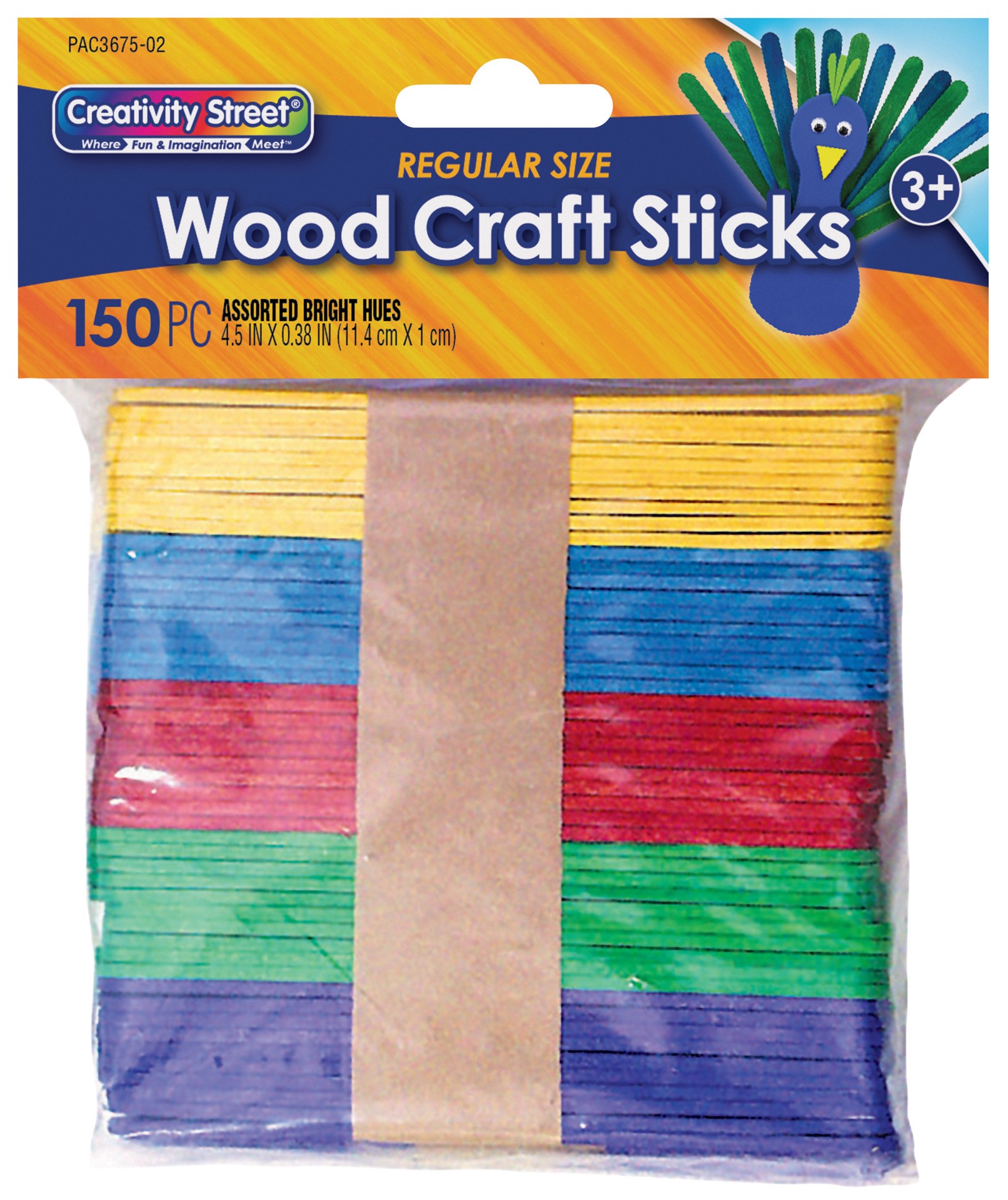 slide 1 of 5, Creativity Street Regular Craft Sticks, Bright Hues Assorted, 4-1/2" x 3/8", 150 Pieces, 150 pc