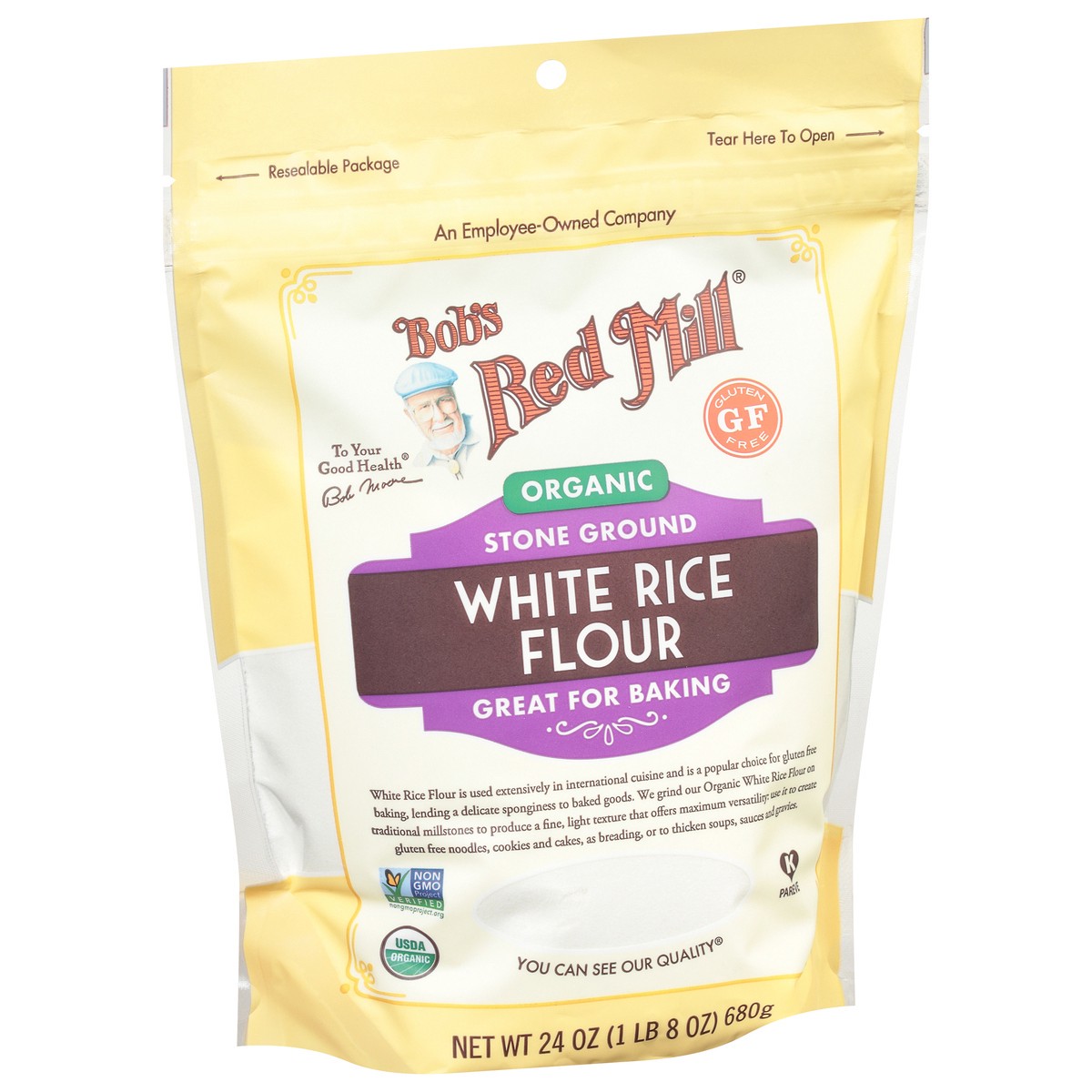 slide 2 of 9, Bob's Red Mill Organic White Rice Flour, 24 oz