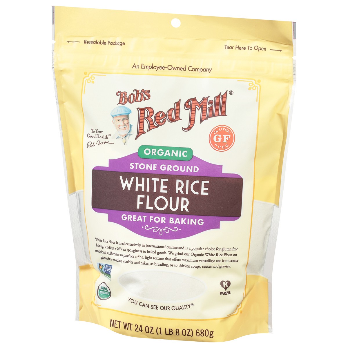 slide 4 of 9, Bob's Red Mill Organic White Rice Flour, 24 oz