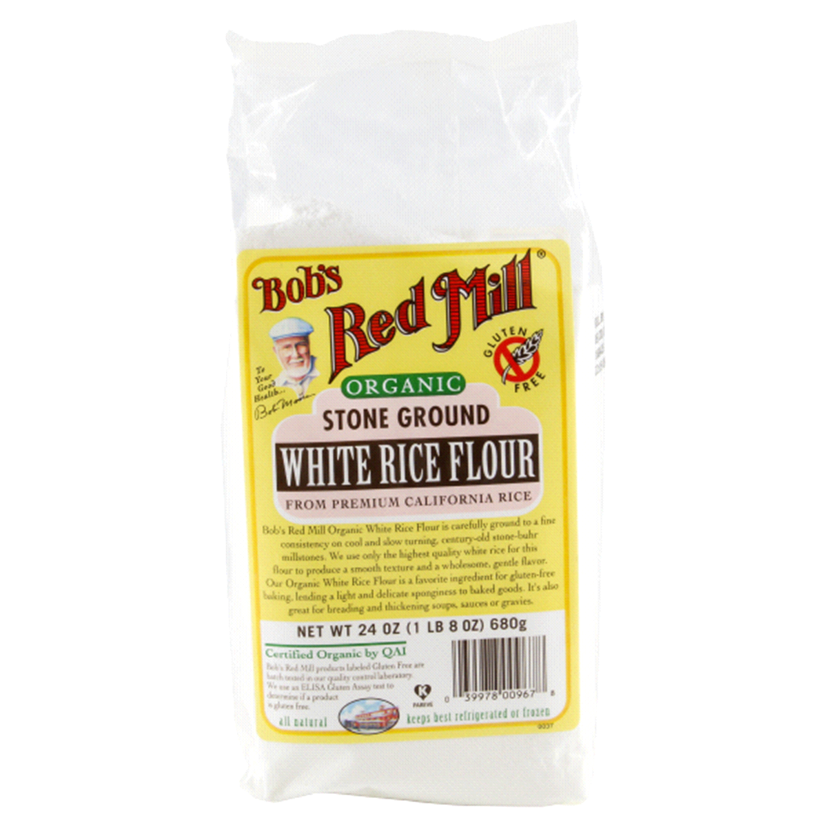 slide 1 of 9, Bob's Red Mill Organic White Rice Flour, 24 oz