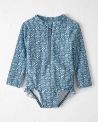 Littleplanet Baby Girl Recycled Rashguard Swimsuit in Bloom Lagoon - 18M