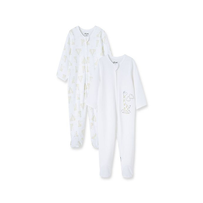 slide 1 of 4, Little Me Newobrn Giraffe Footies - White, 2 ct