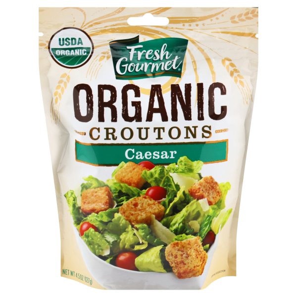 slide 1 of 3, Fresh Gourmet Organic Caesar Croutons, 4.5 oz