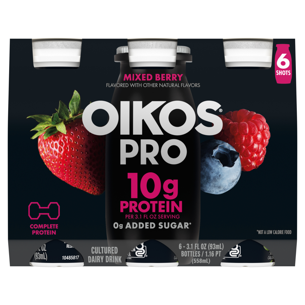 slide 3 of 6, Oikos Pro Mixed Berry, 6 ct
