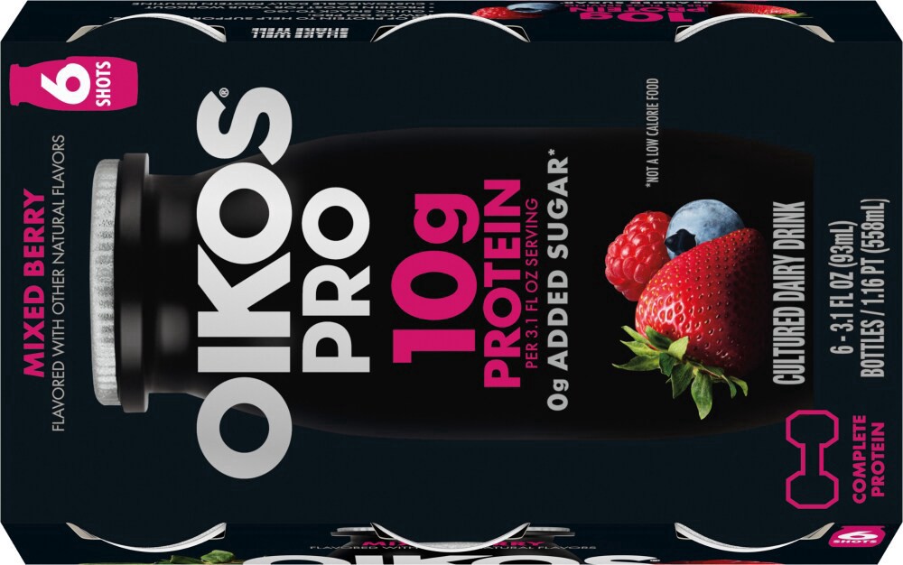slide 2 of 6, Oikos Pro Mixed Berry, 6 ct
