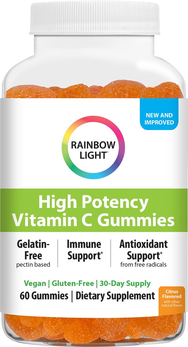 slide 2 of 7, Rainbow Light High Potency Citrus Falvored Vitamin C 60 Gummies, 60 ct