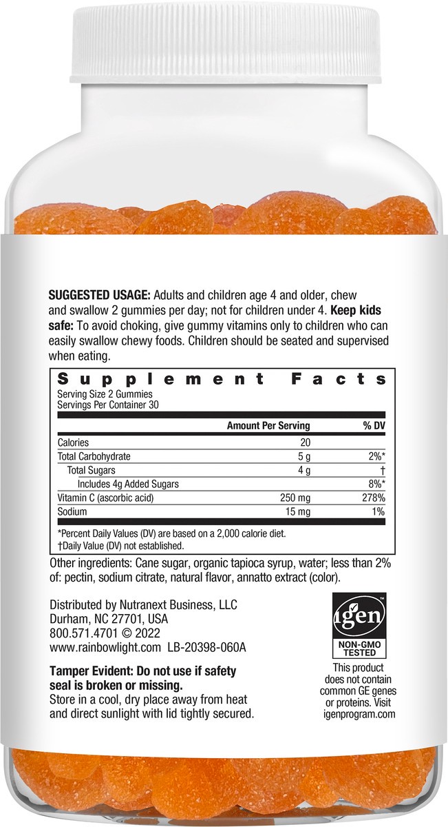 slide 3 of 7, Rainbow Light High Potency Citrus Falvored Vitamin C 60 Gummies, 60 ct
