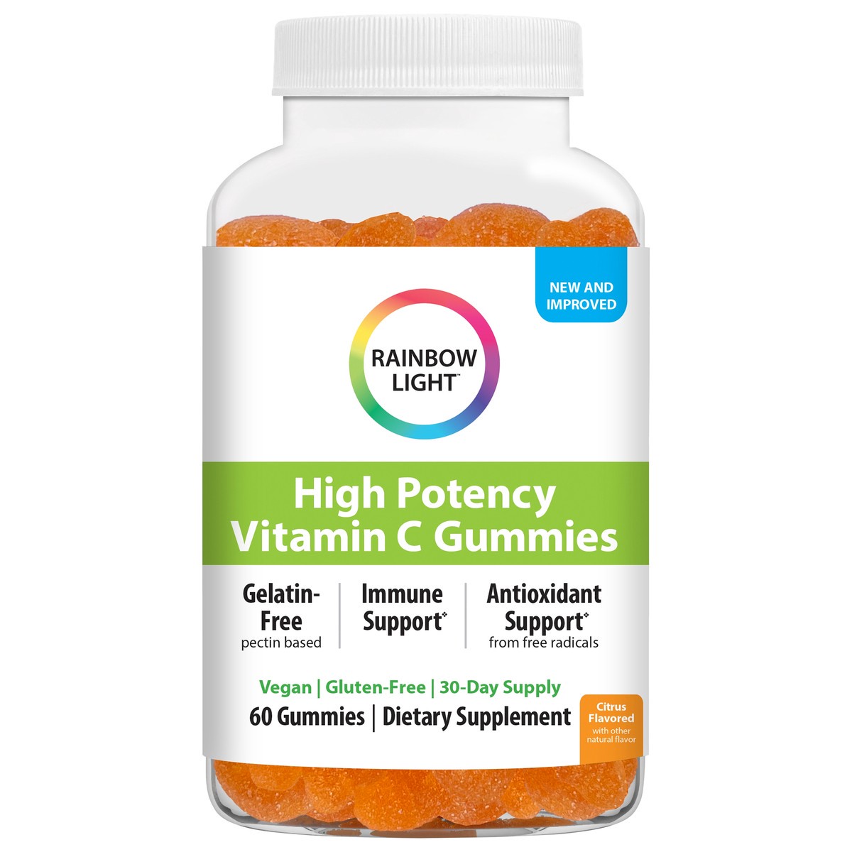 slide 1 of 7, Rainbow Light High Potency Citrus Falvored Vitamin C 60 Gummies, 60 ct