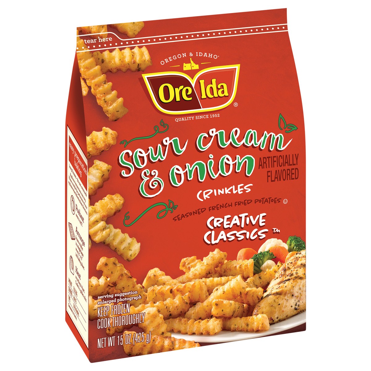 slide 4 of 9, Ore-Ida(r) Creative Classics(tm) Sour Cream & Onion Potato Crinkles 15 oz. Bag, 15 oz