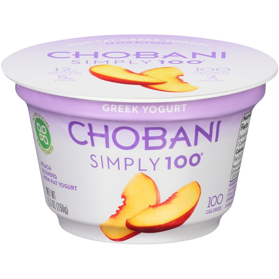 slide 1 of 1, Chobani Yogurt, Greek, Non-Fat, Peach Blended, 5.3 oz