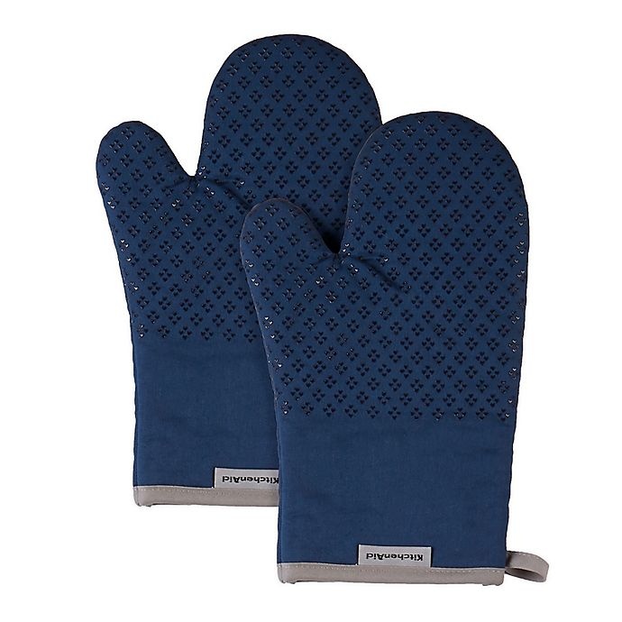 slide 1 of 4, KitchenAid Asteroid Diamond Oven Mitt - Blue, 2 ct