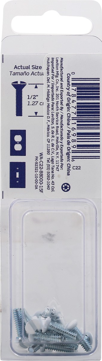 slide 11 of 11, Leviton White 1/2 Inch Screws 20 ea, 20 ct