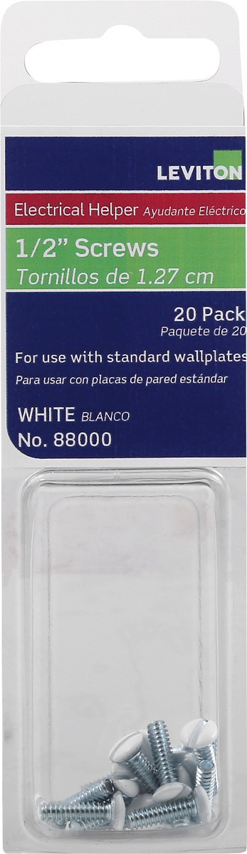 slide 5 of 11, Leviton White 1/2 Inch Screws 20 ea, 20 ct