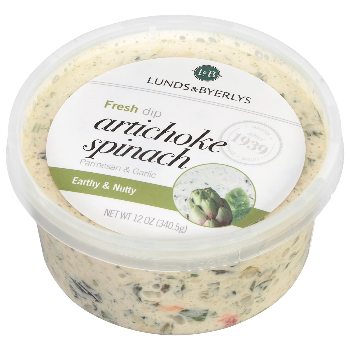 slide 10 of 13, L&B Earthy & Nutty Fresh Artichoke Spinach Dip 12 oz, 12 oz