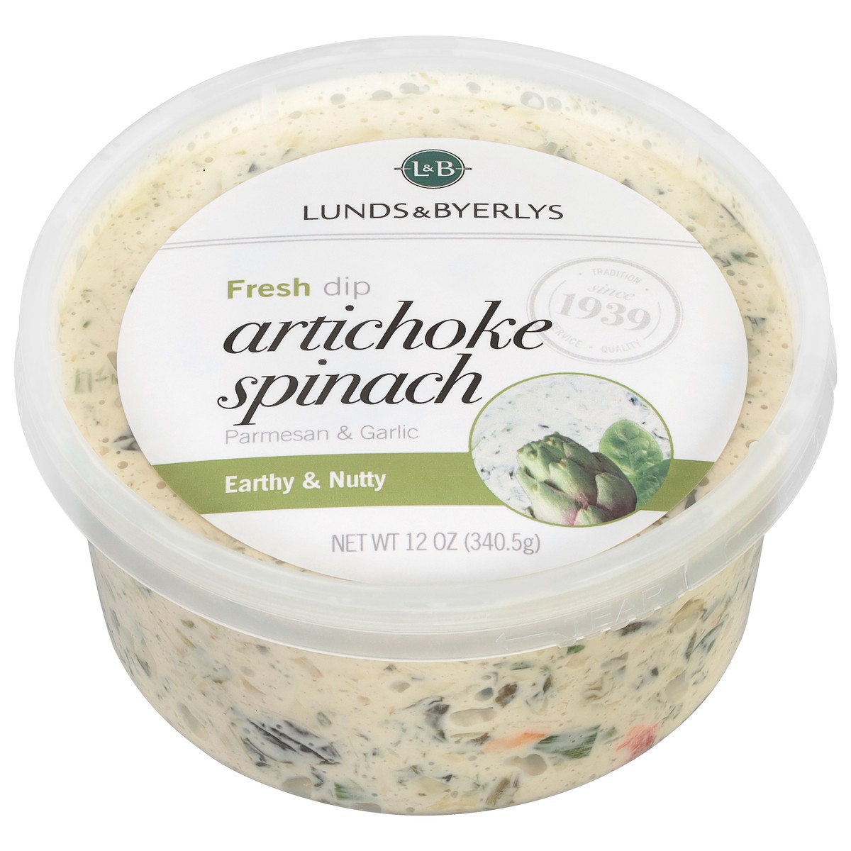 slide 1 of 13, L&B Earthy & Nutty Fresh Artichoke Spinach Dip 12 oz, 12 oz