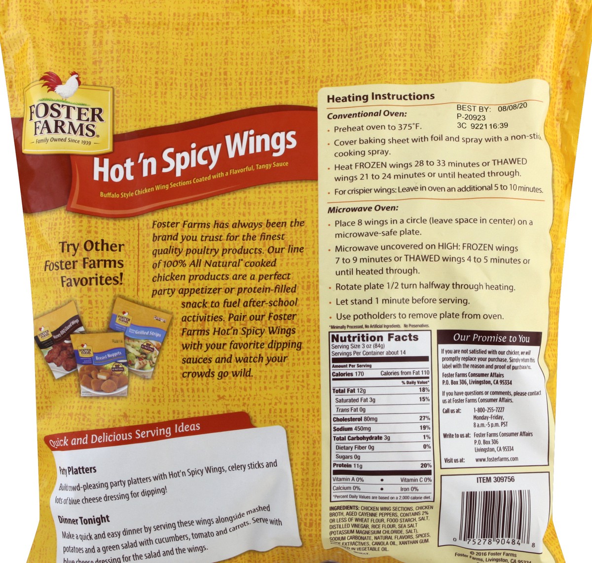 slide 2 of 6, Foster Farms Hot n' Spicy Wings 80 oz, 80 oz