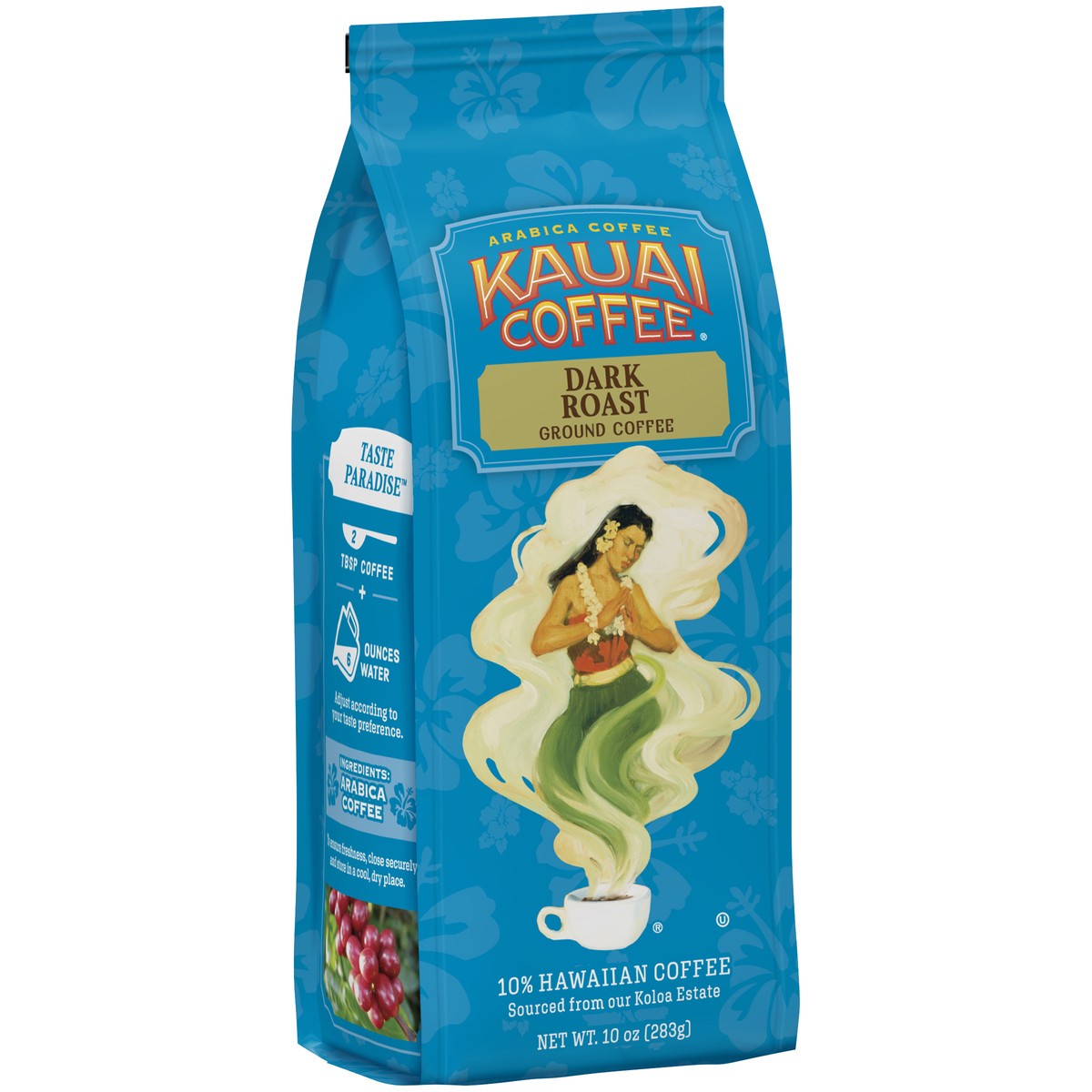 slide 2 of 9, Kauai Coffee KAUAI Koloa Estate Dark Roast Ground Bag, 10 oz