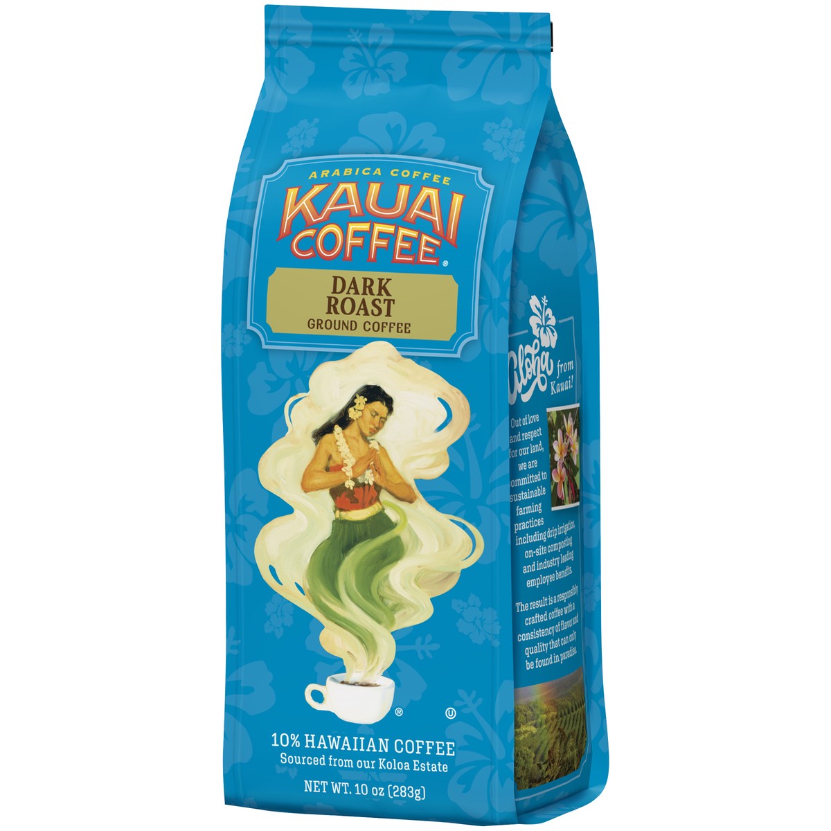 slide 3 of 9, Kauai Coffee KAUAI Koloa Estate Dark Roast Ground Bag, 10 oz