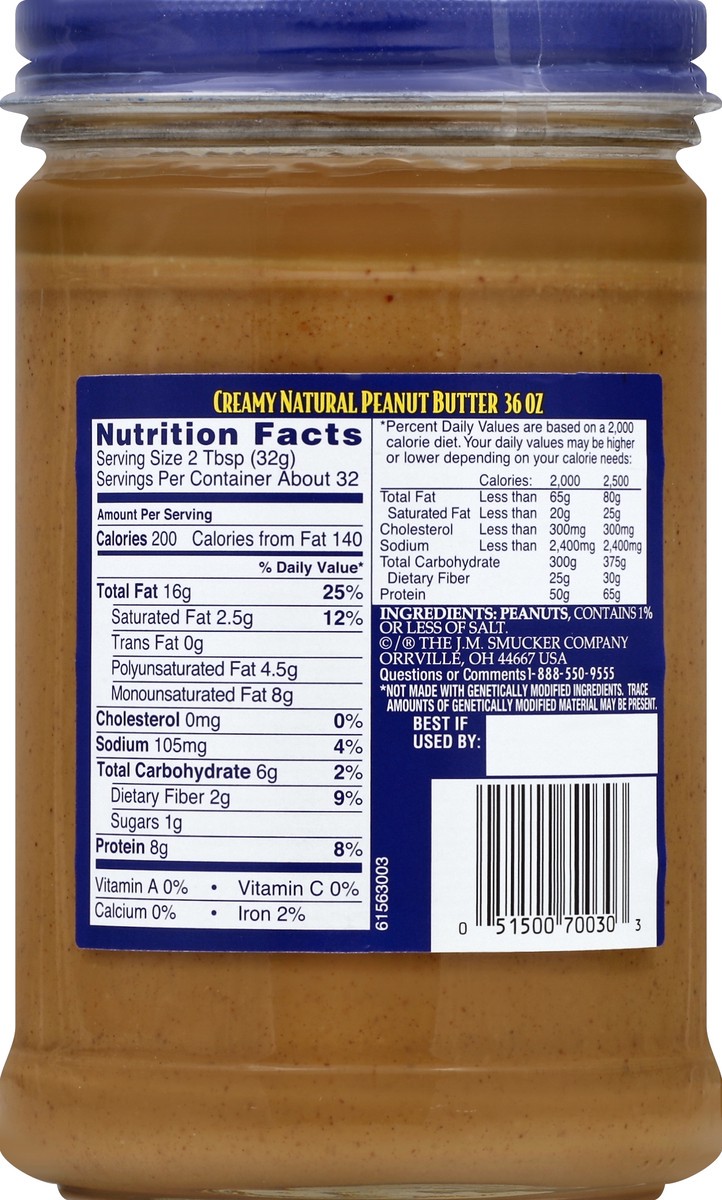 slide 7 of 7, Adams Natural Creamy Peanut Butter, 36-Ounce, 36 oz