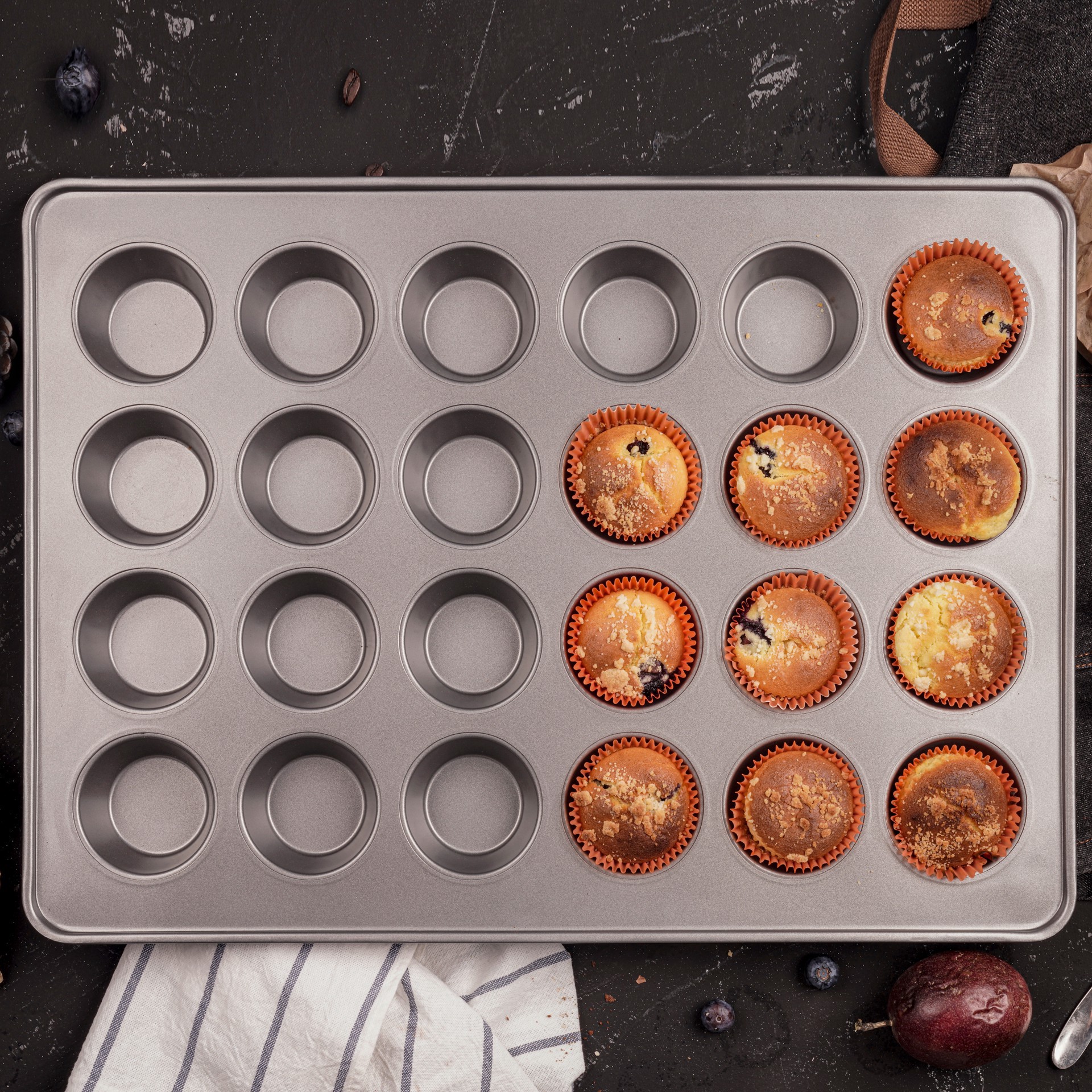slide 4 of 6, Non-Stick 24-Cavity Muffin Pan By Celebrate It, 21.5 in x 15.1 in x 1.1 in