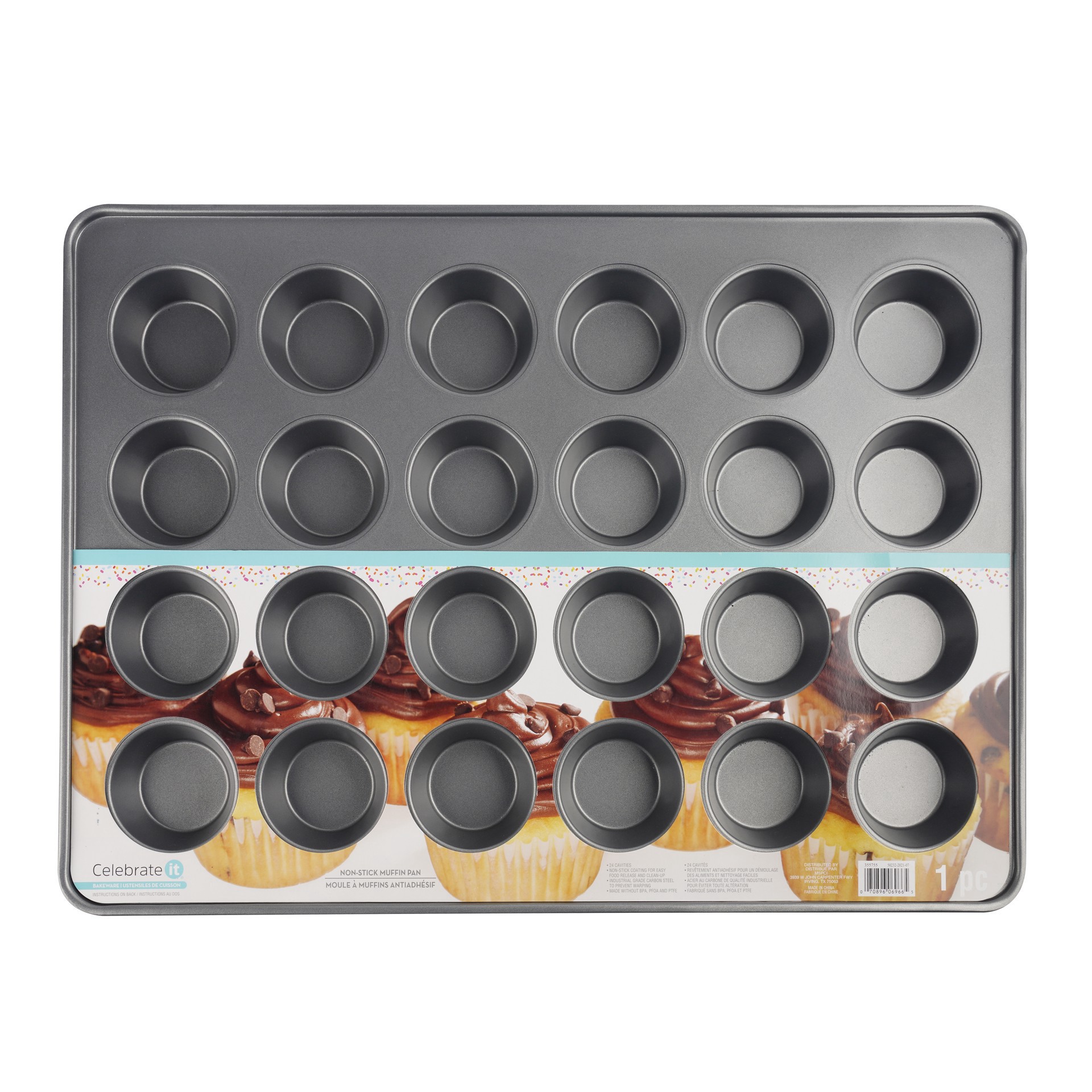 slide 3 of 6, Non-Stick 24-Cavity Muffin Pan By Celebrate It, 21.5 in x 15.1 in x 1.1 in