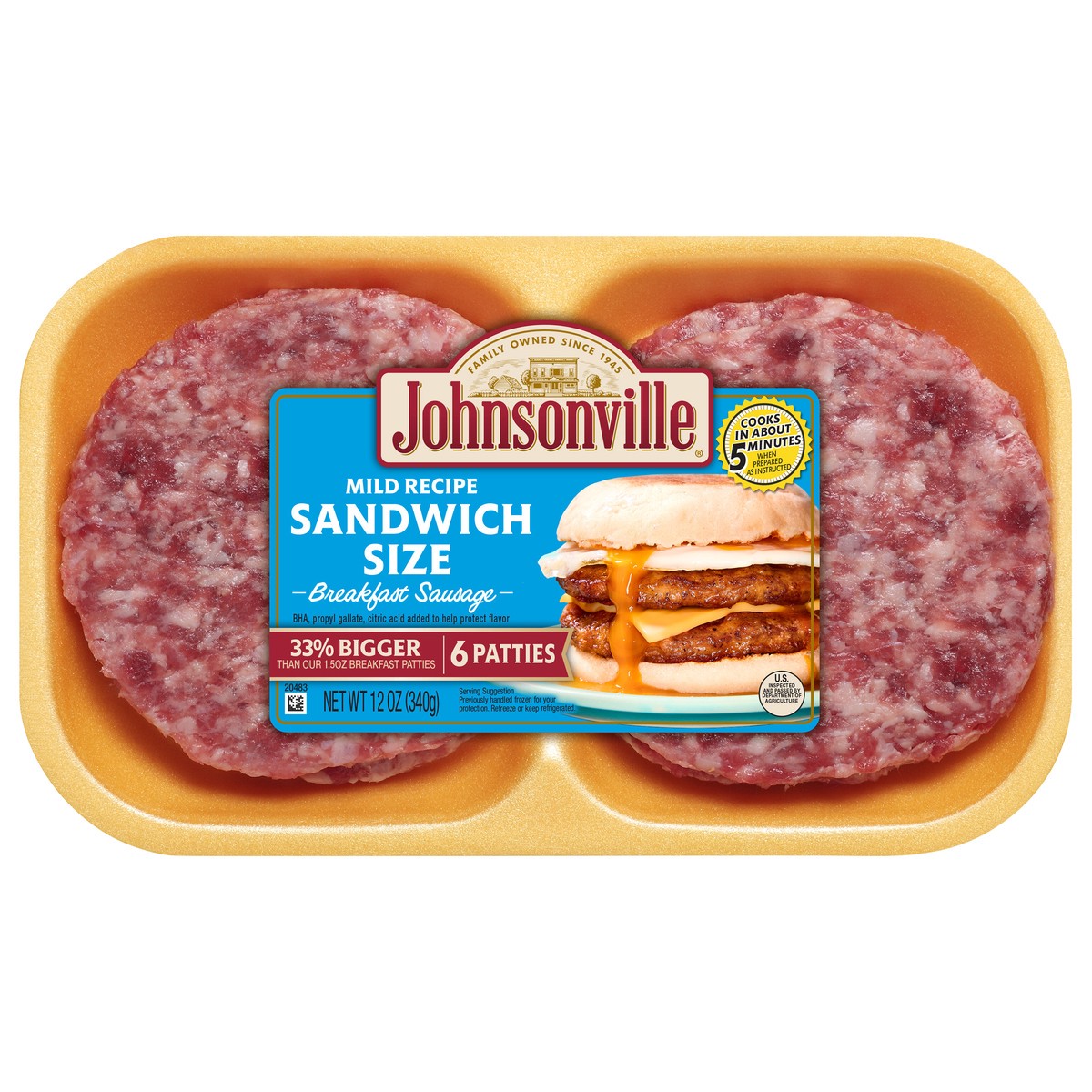 slide 1 of 8, Johnsonville® Mild Recipe Sandwich Size Breakfast Sausage Patties, 6 ct / 2 oz, 6 ct