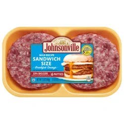 Johnsonville® Mild Recipe Sandwich Size Breakfast Sausage Patties, 6 ct / 2 oz