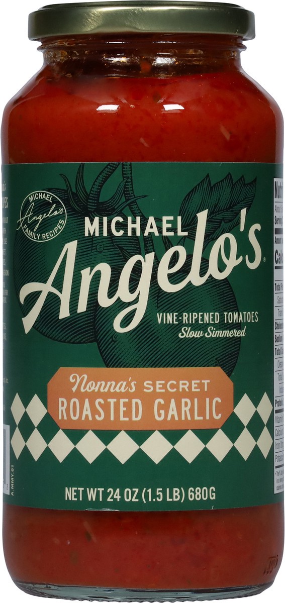 slide 8 of 14, Michael Angelo's Slow Simmered Vine-Ripened Tomatoes Roasted Garlic Sauce 24 oz, 24 oz