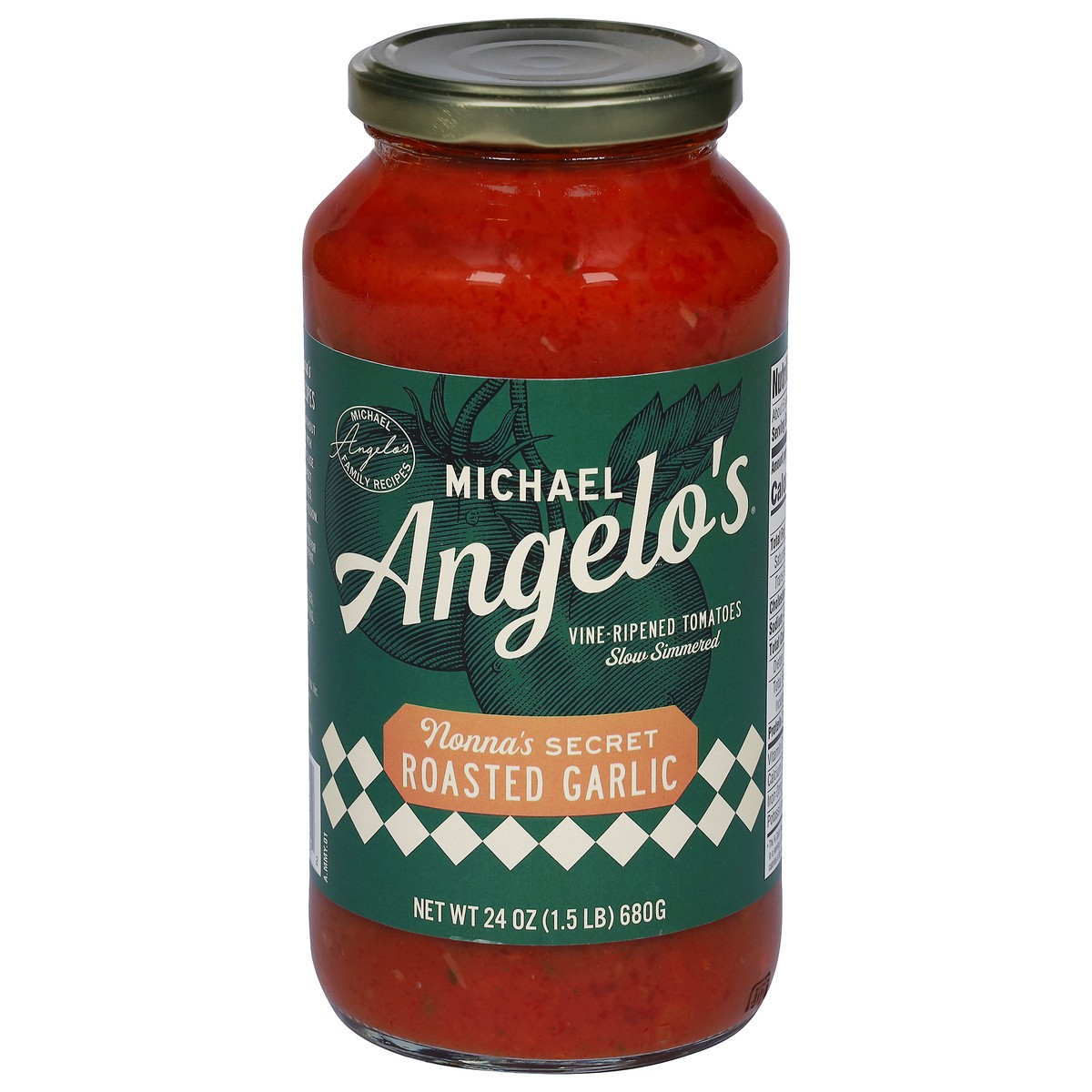 slide 14 of 14, Michael Angelo's Slow Simmered Vine-Ripened Tomatoes Roasted Garlic Sauce 24 oz, 24 oz