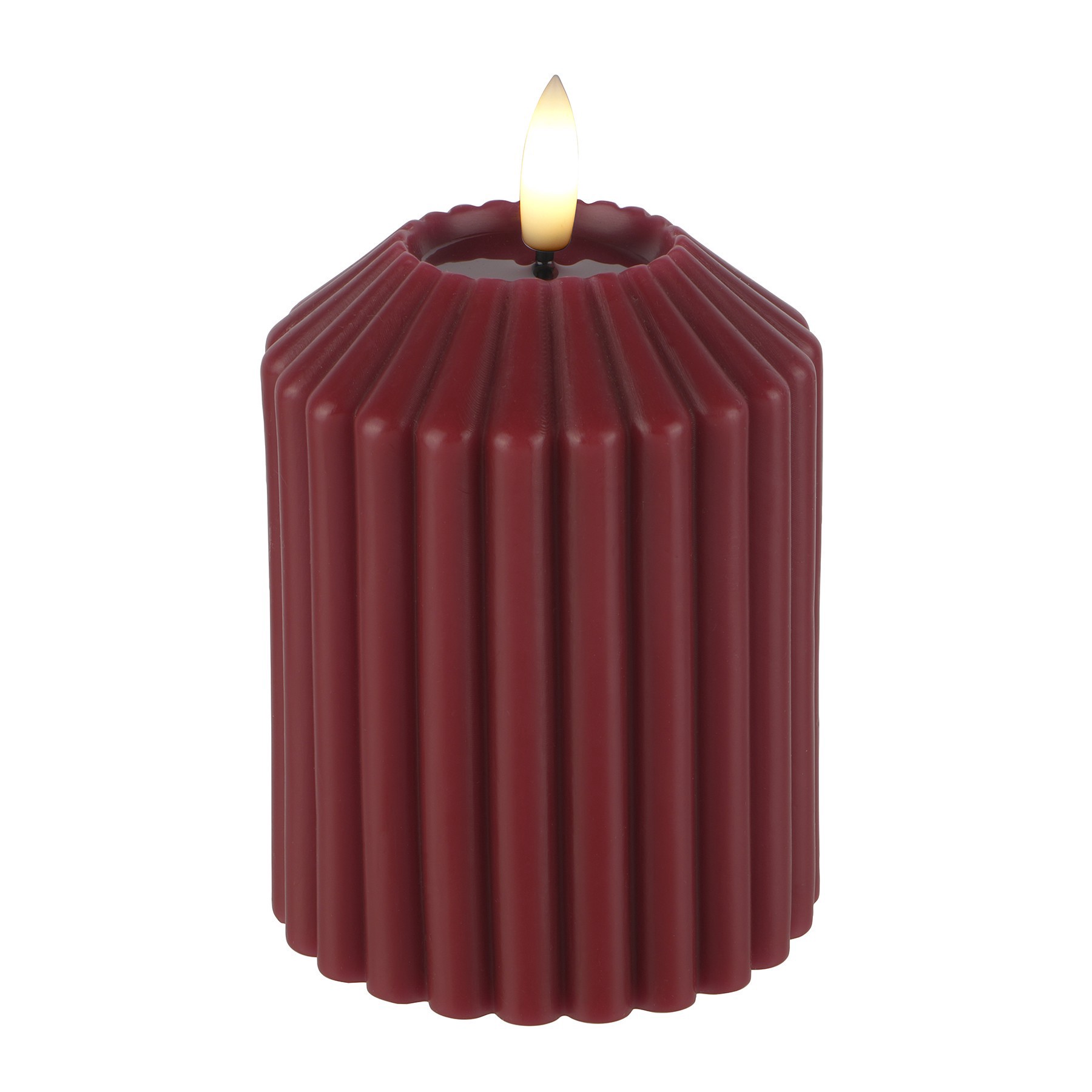 slide 2 of 2, 4" Ribbed Wax Led Pillar Candle By Ashland, 4 in x 3 in