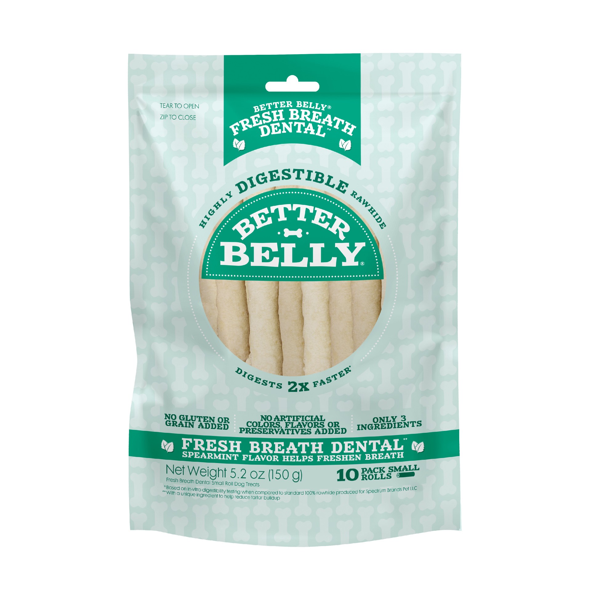 slide 1 of 10, Better Belly Fresh Breath Small Roll Chews for Dogs, 5.2 oz