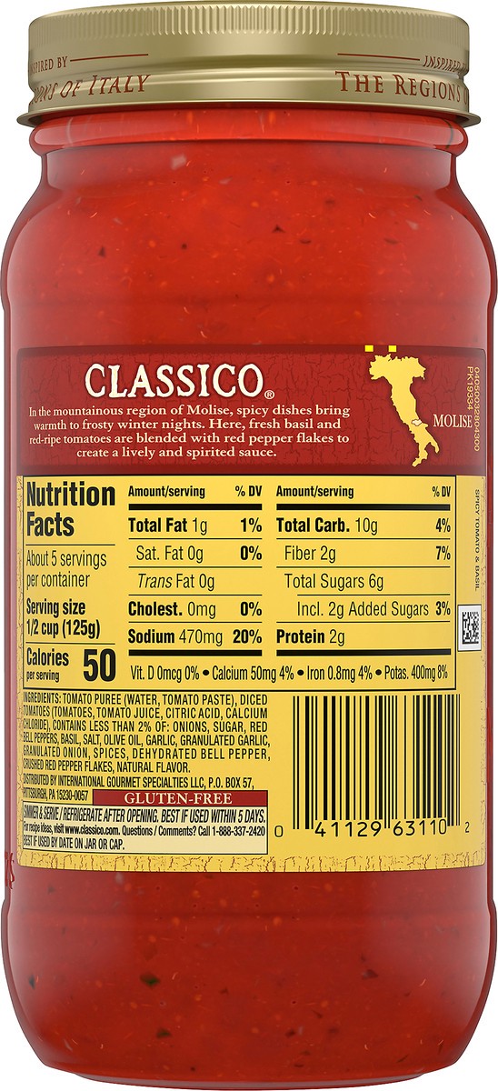 slide 6 of 9, Classico Spicy Tomato & Basil Pasta Sauce, 24 oz Jar, 24 oz