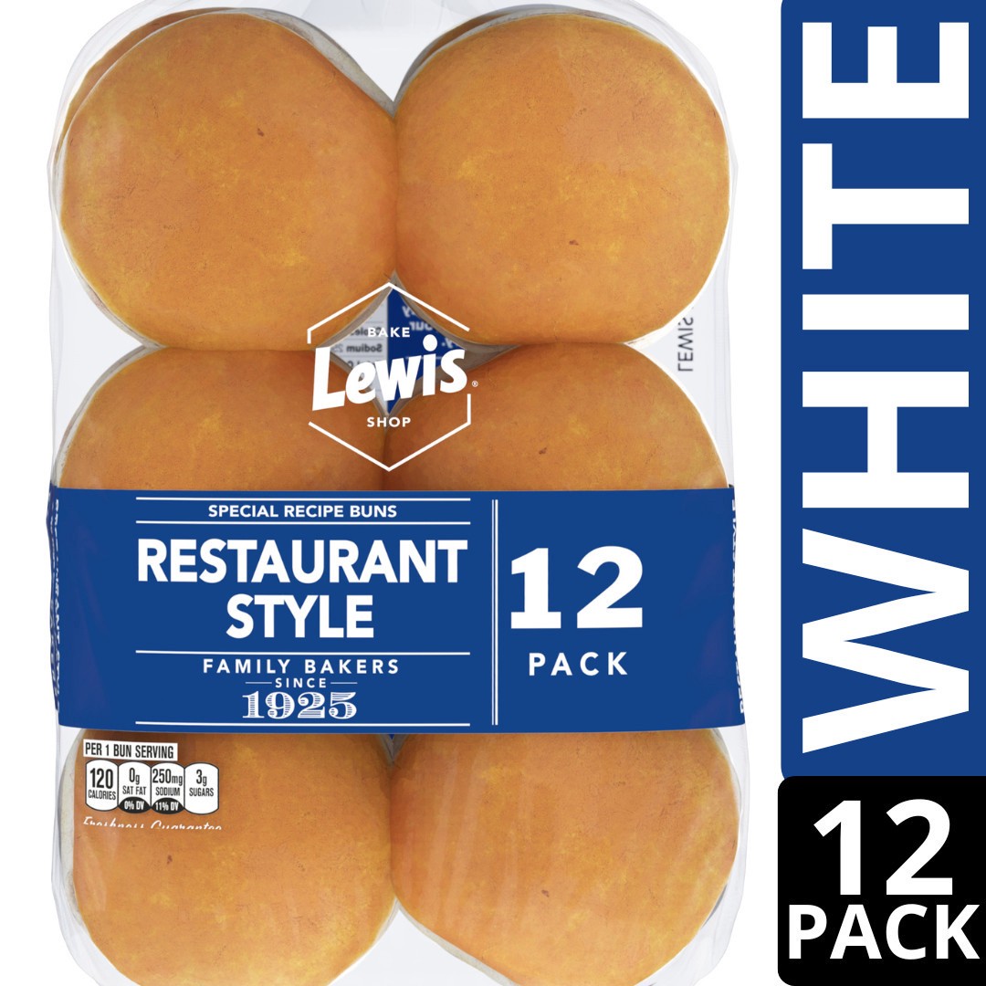 slide 1 of 5, Lewis Bakeries White Restaurant Style Buns, 21 oz, 12 Count, 21 oz