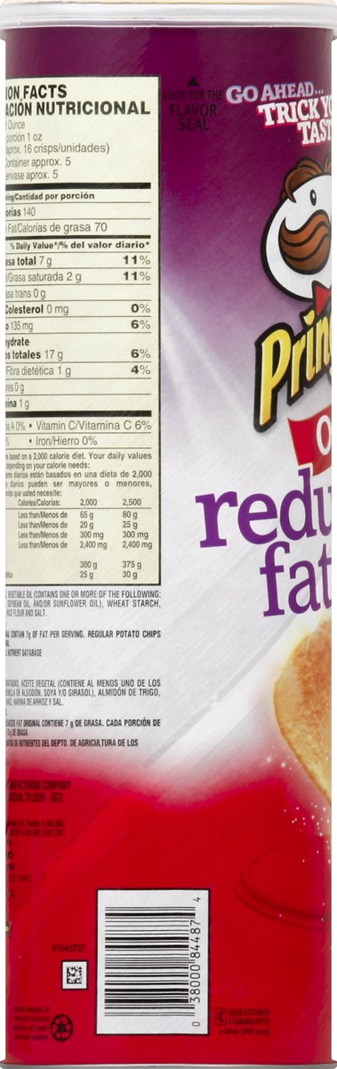 slide 6 of 6, Pringles Potato Crisps Chips, Lunch Snacks, Snacks On The Go, Original Reduced Fat, 4.9 oz