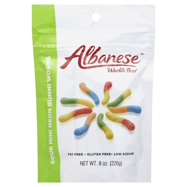slide 1 of 1, Albanese Sour Neon Mini Worms, 8 oz