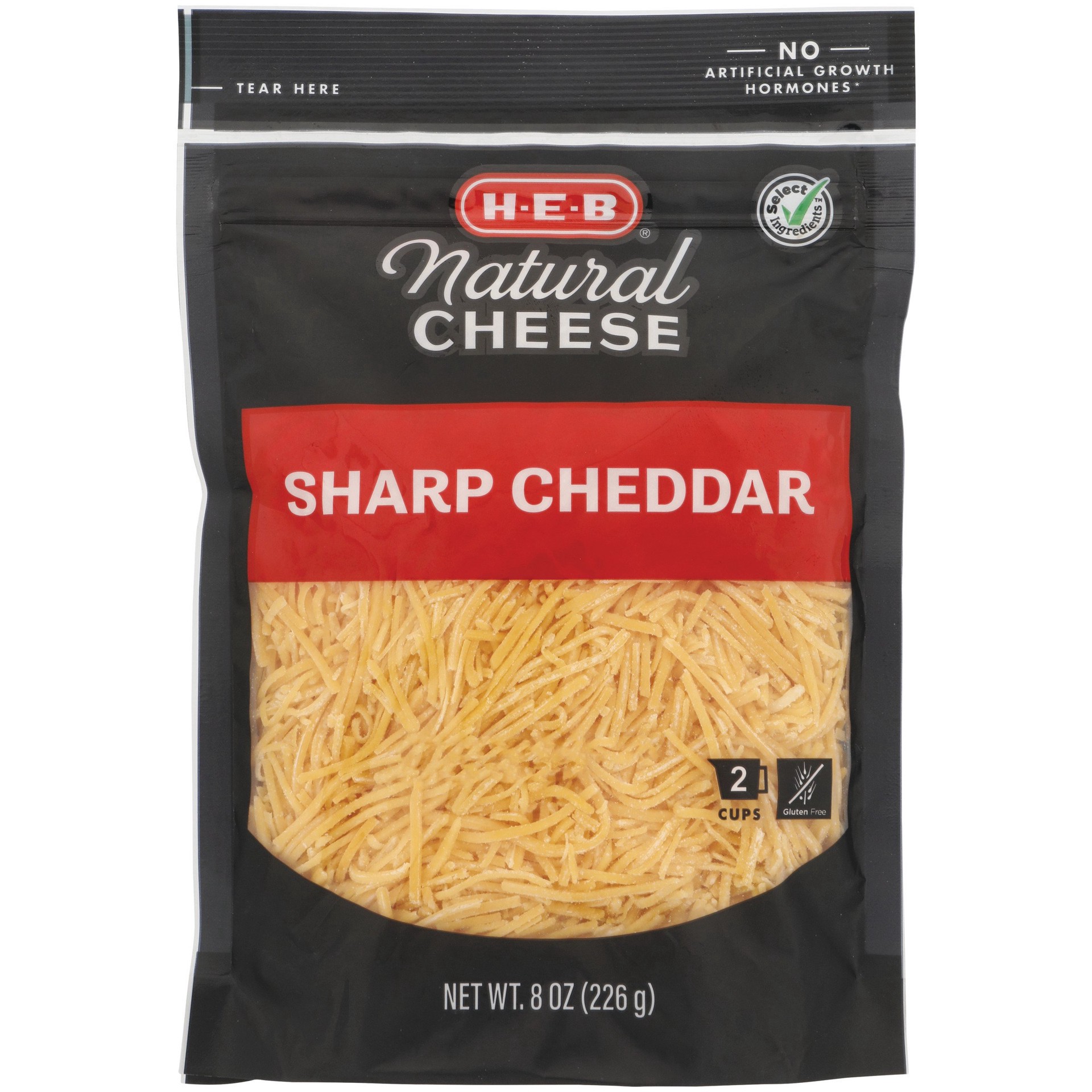 slide 1 of 1, H-E-B Sharp Cheddar Fancy Shredded Cheese, 8 oz