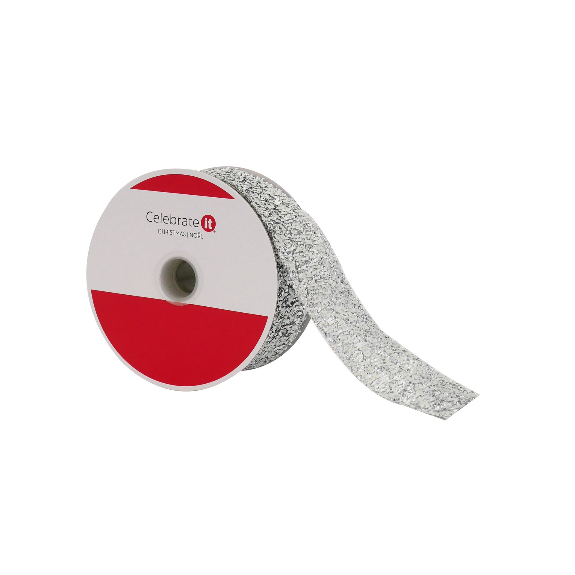 slide 2 of 3, 1.5" X 25ft. Silver Tinsel Metallic Ribbon By Celebrate It, 1.5 in x 25 ft