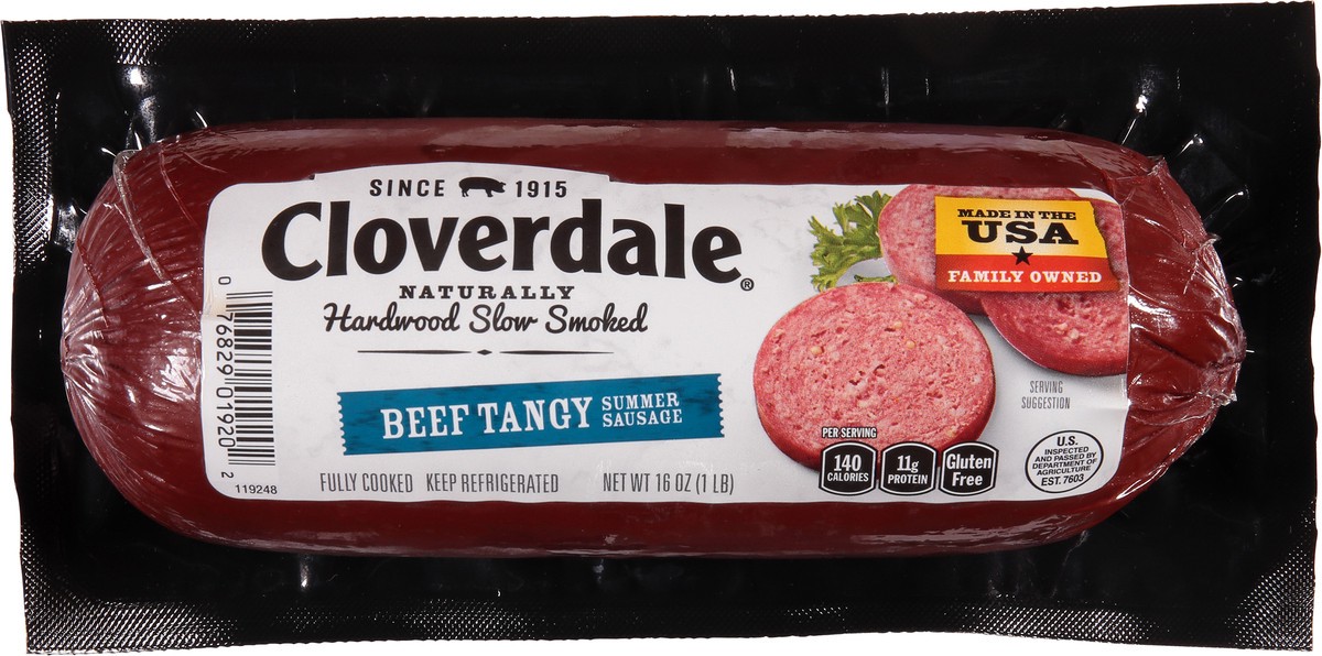 slide 4 of 13, Cloverdale Sausage Summer Beef Tangy Chub, 16 oz