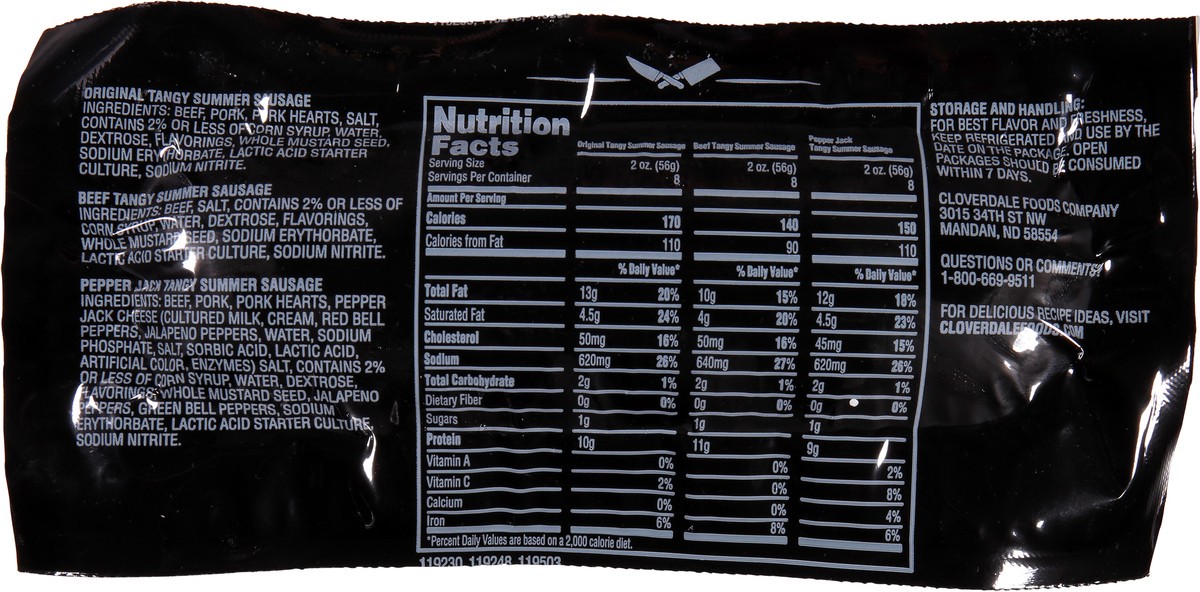 slide 11 of 13, Cloverdale Sausage Summer Beef Tangy Chub, 16 oz