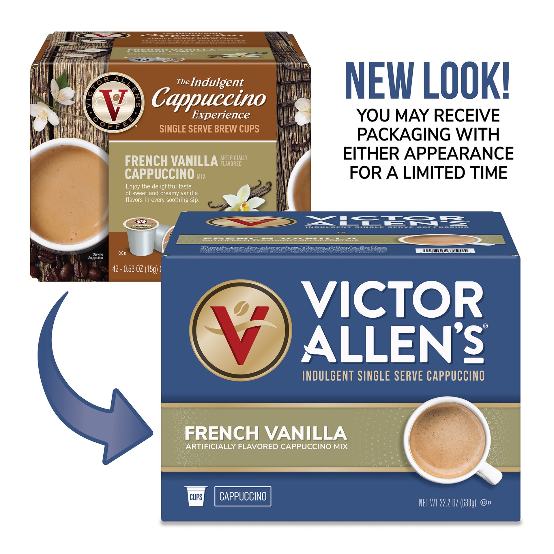 slide 2 of 5, Victor Allen's Coffee French Vanilla Flavored Cappuccino Mix, 42 Count, Single Serve K-Cup Pods for Keurig K-Cup Brewers, 42 ct