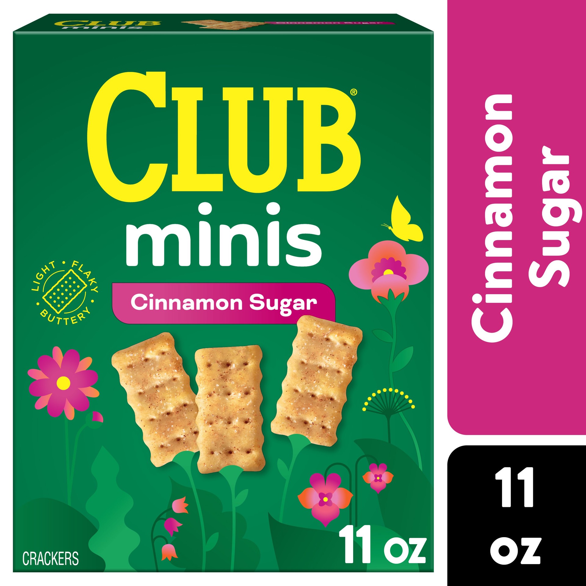 slide 1 of 7, Club Minis Mini Crackers, Holiday Snacks, Snack Crackers, Cinnamon Sugar, 11oz Box, 1 Box, 11 oz