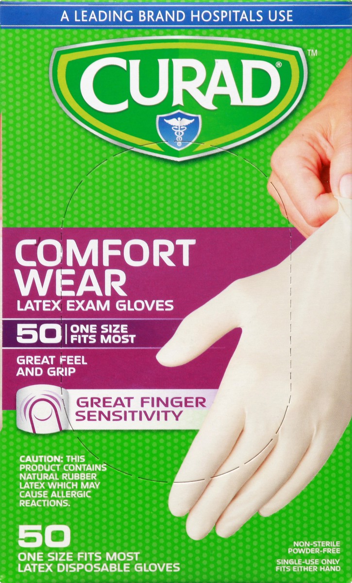 slide 1 of 6, Curad Latex Exam Gloves 50 ea, 50 ct