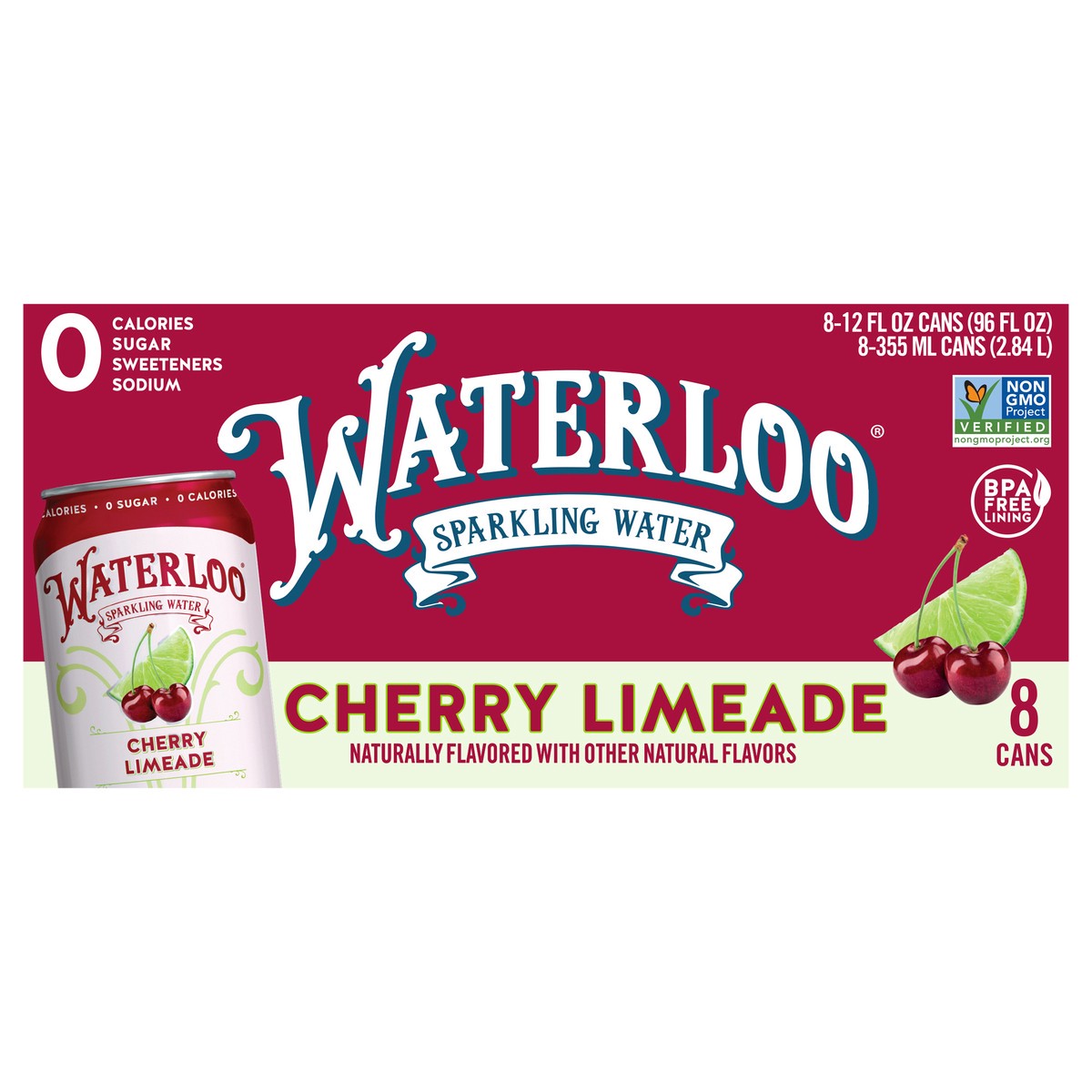 slide 1 of 6, Waterloo Sparkling Water Cherry Limeade Sparkling Water - 96 fl oz, 8 ct; 12 oz