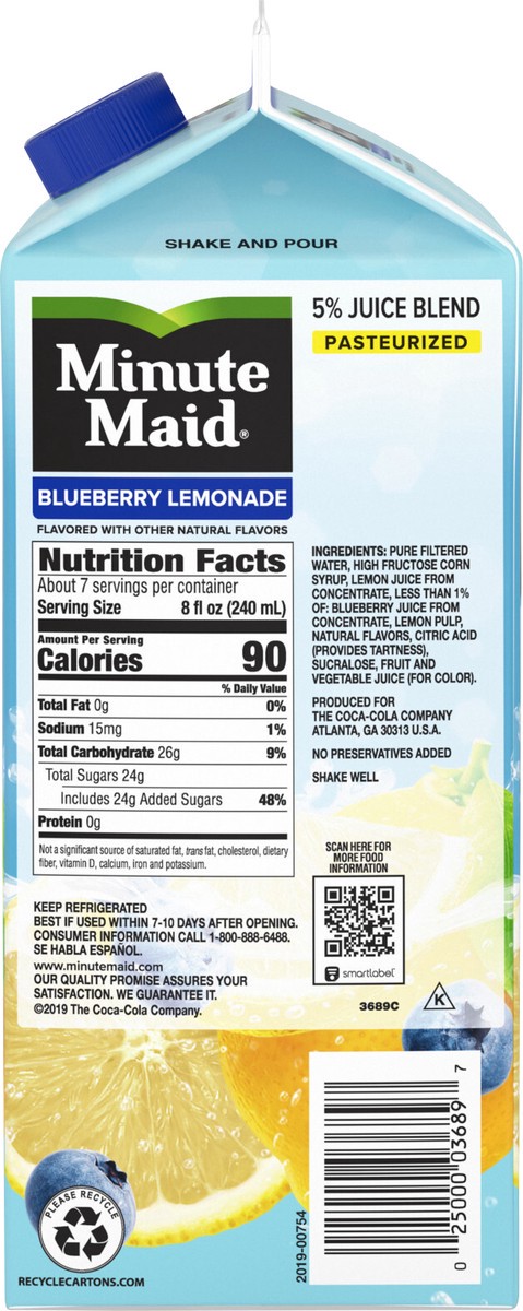 slide 6 of 7, Minute Maid Premium Blueberry Lemonade Carton- 59 fl oz, 59 fl oz