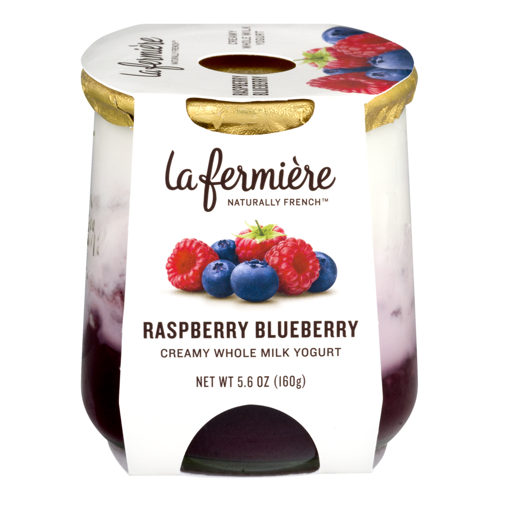 slide 1 of 9, La Fermière Creamy Whole Milk Raspberry Blueberry Yogurt 5.6 oz, 5.6 oz