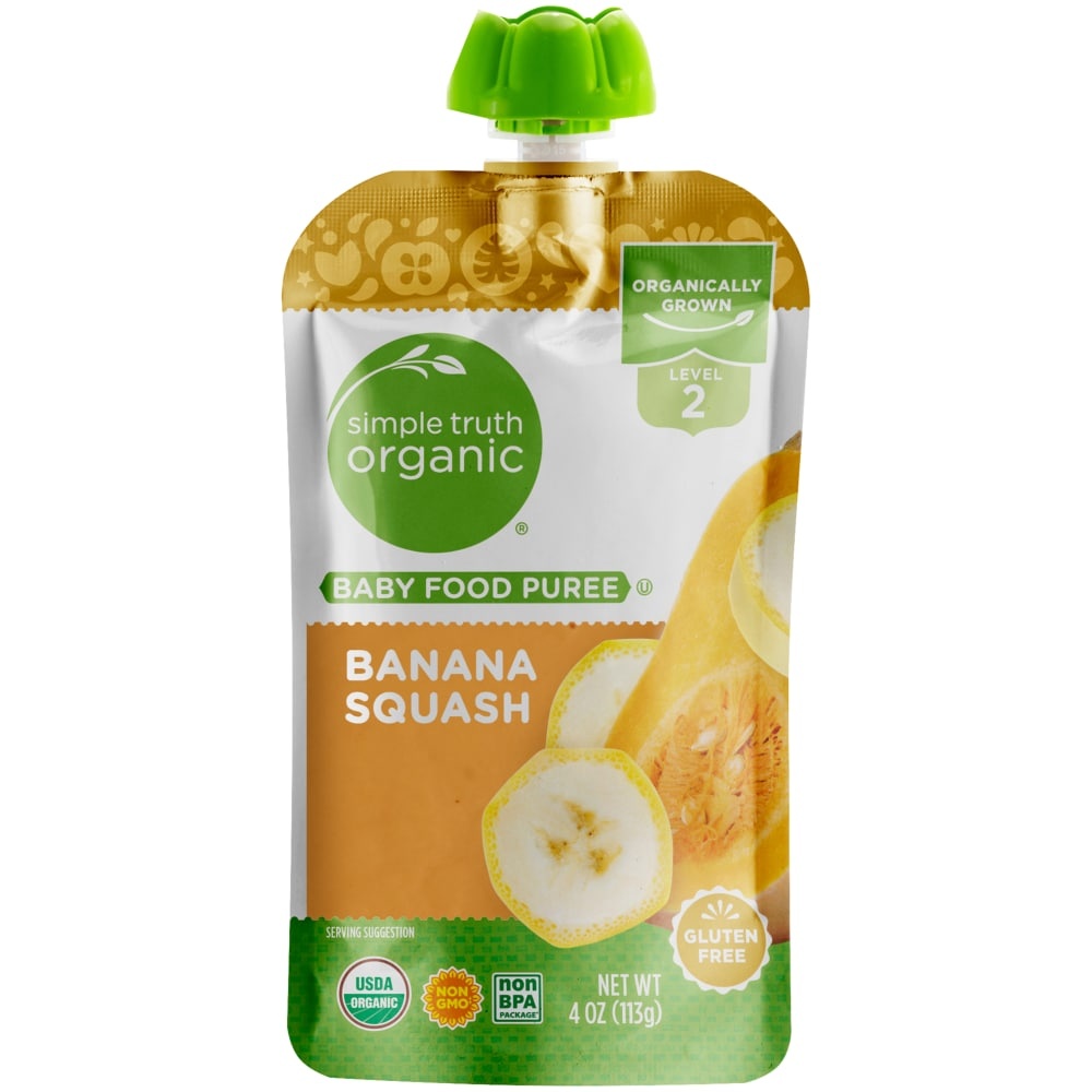 slide 1 of 1, Simple Truth Organic Banana Squash Baby Food Pouch, 4 oz