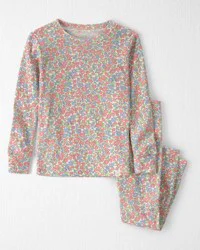 Littleplanet Toddler Girl 2-Piece Organic Cotton Ribbed Pajama Set - Spring Floral - 2T