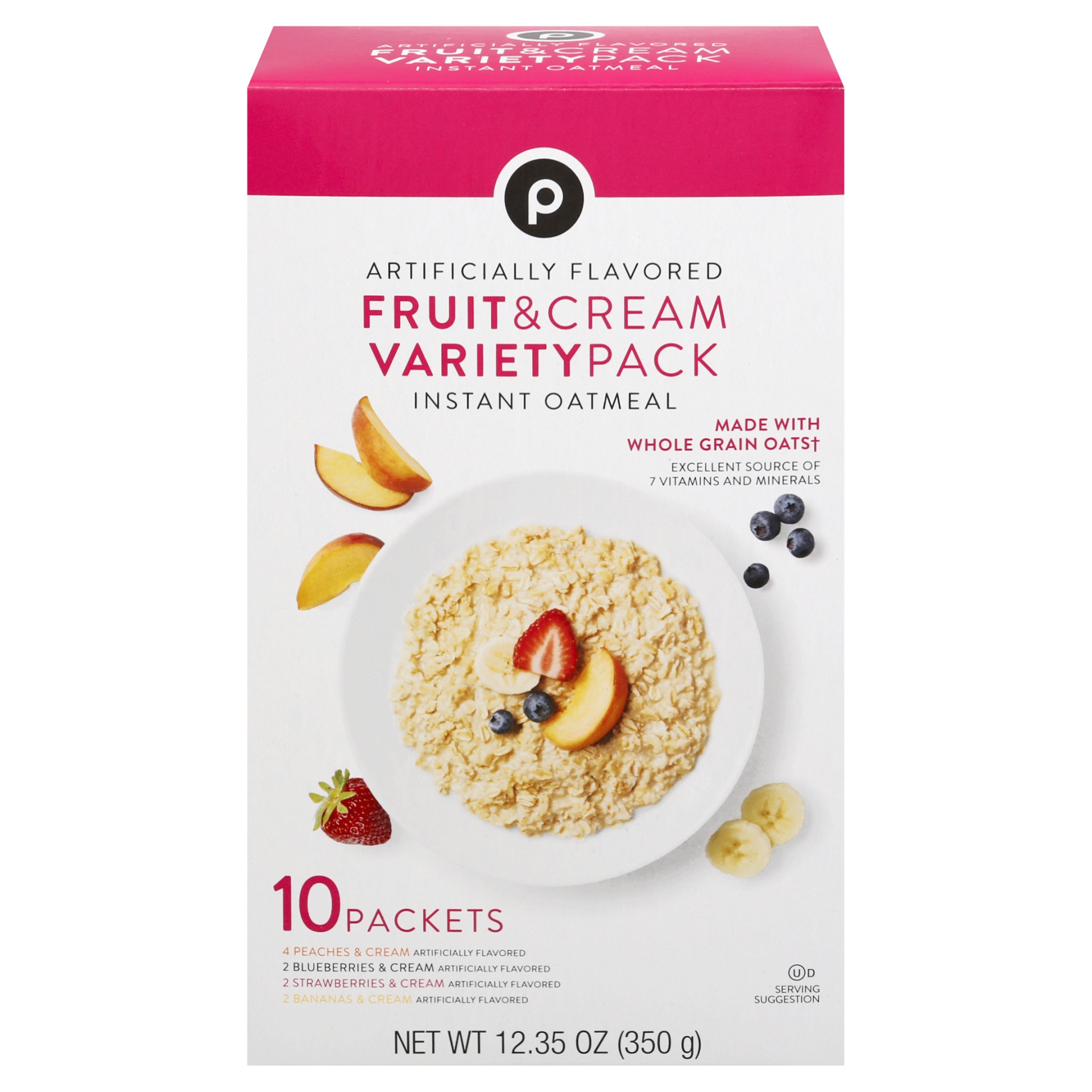 slide 1 of 1, Publix Variety Pack Fruit & Cream Instant Oatmeal, 10 ct; 1.23 oz