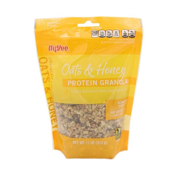 slide 1 of 1, Hy-Vee Oats & Honey Protein Granola, 11 oz