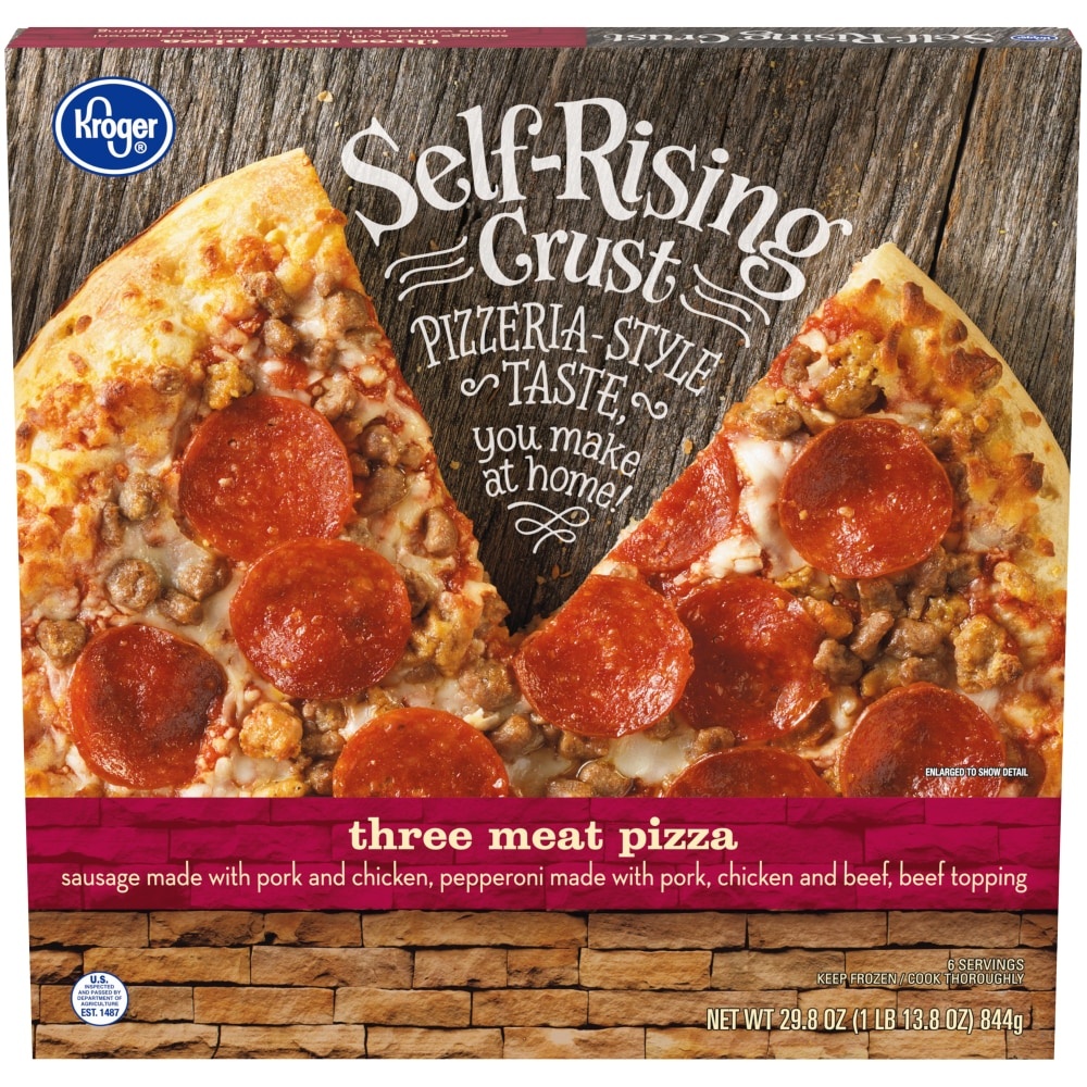 slide 1 of 1, Kroger Three Meat Pizza Self Rising Crust, 29.8 oz